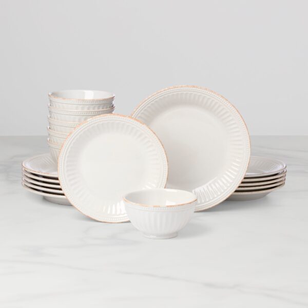 French Perle Groove 18-Piece Dinnerware Set